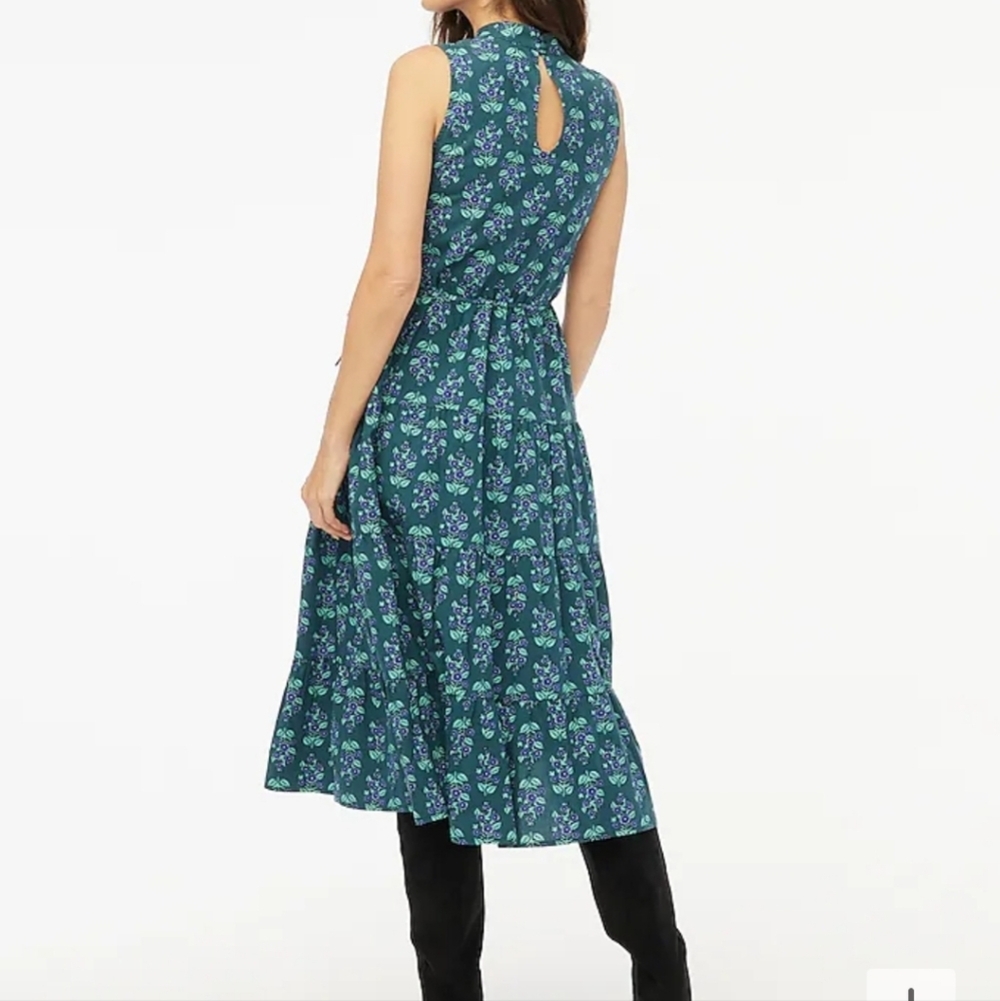 J Crew Factory Printed mockneck tiered midi dress CD299 NWT Size 6 - Picture 3 of 9